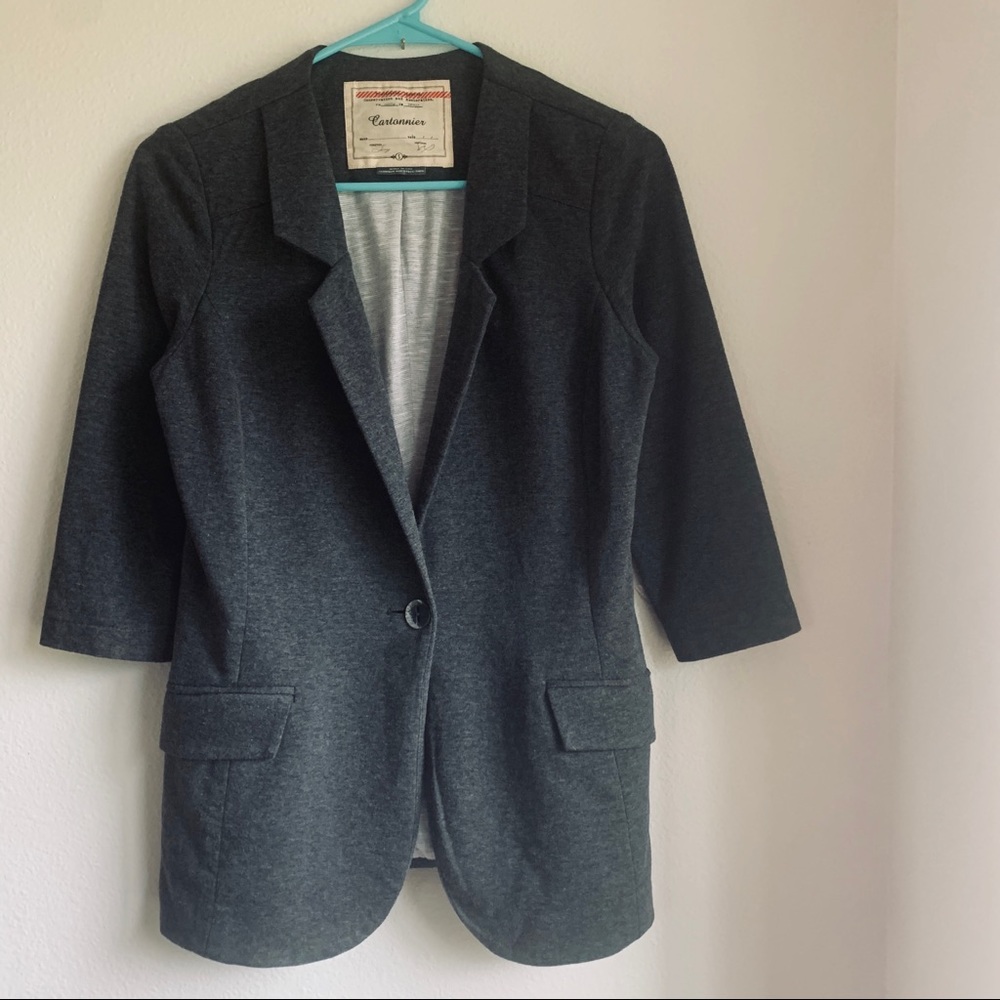 Anthro S Cartonnier Jersey Blazer Jacket Charcoal